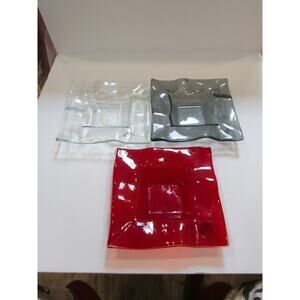 3 Dudson Element Glass Fire‎ plates 6.25 Inch Smoke, Clear & Red.